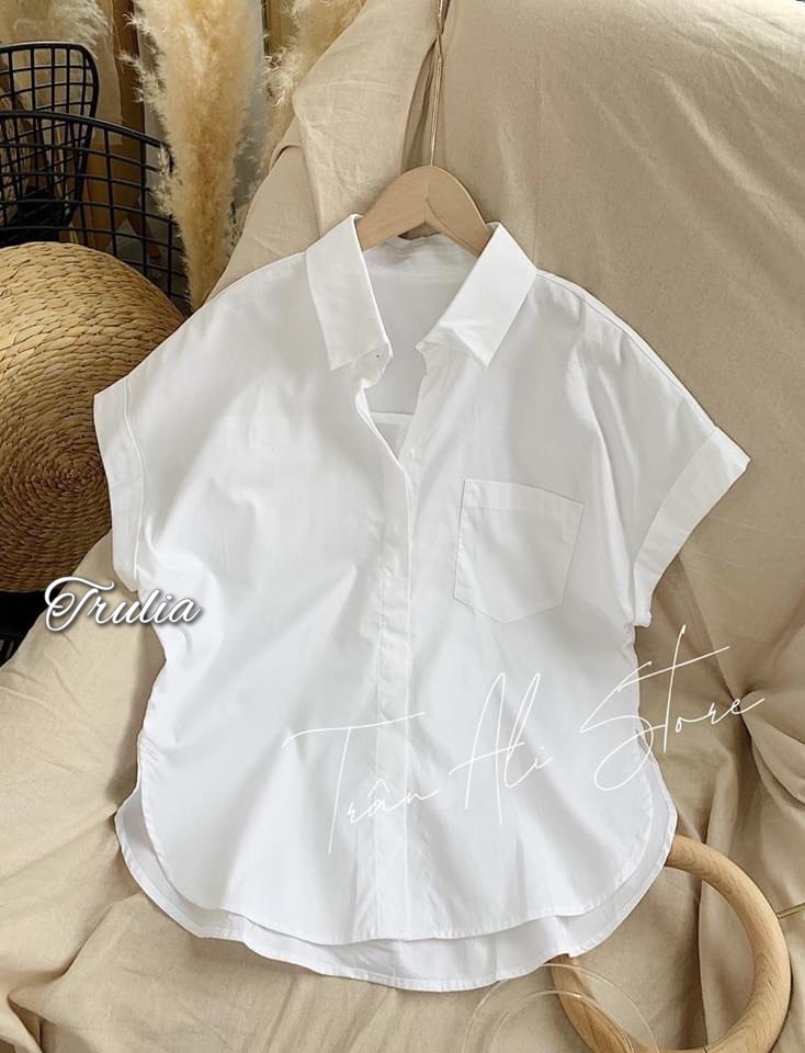 Áo Sơ Mi Nữ Trơn Cộc Tay Cánh Dơi Có Túi Sang Chảnh | Lazada.Vn