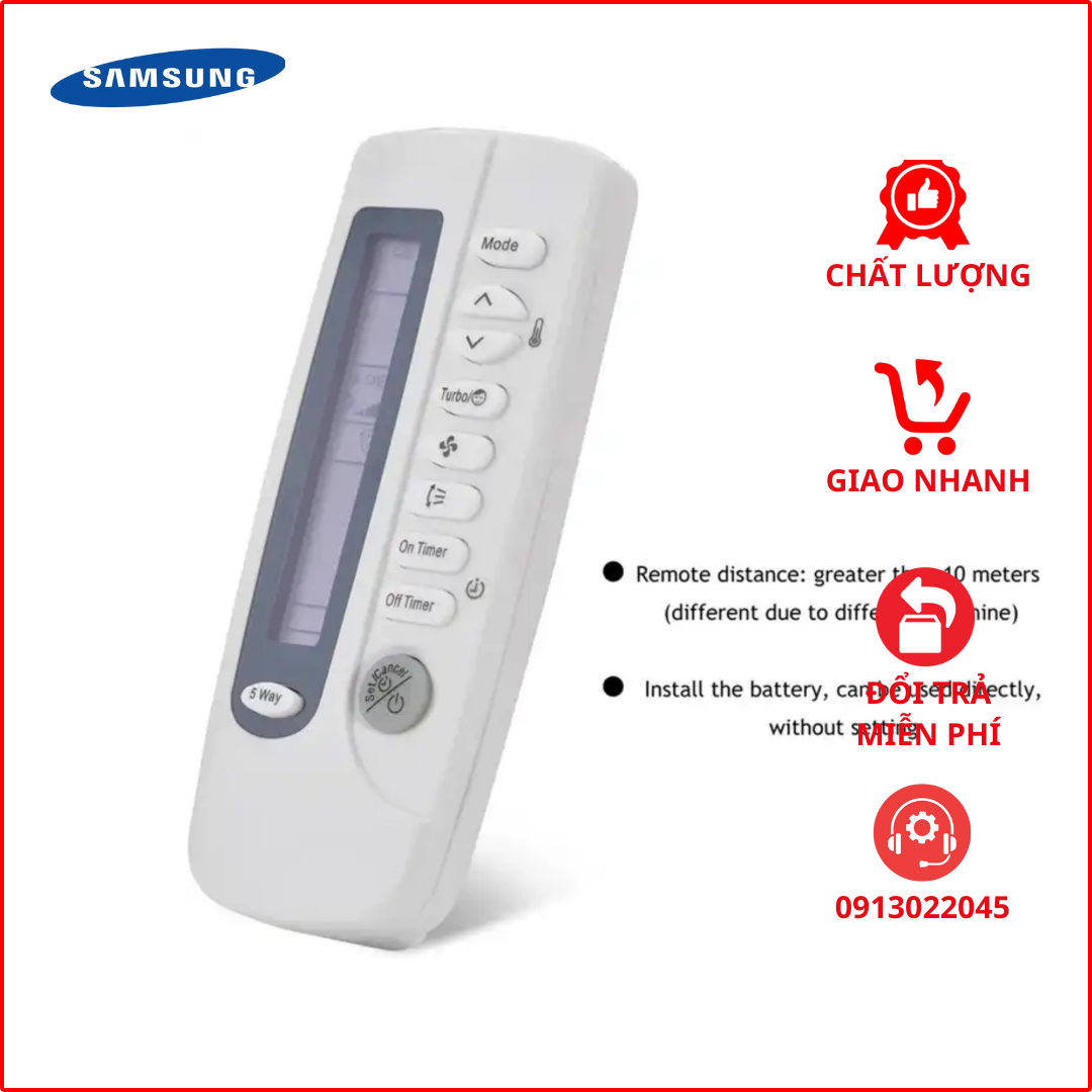 Remote máy lạnh Samsung (Màn nhỏ dài)