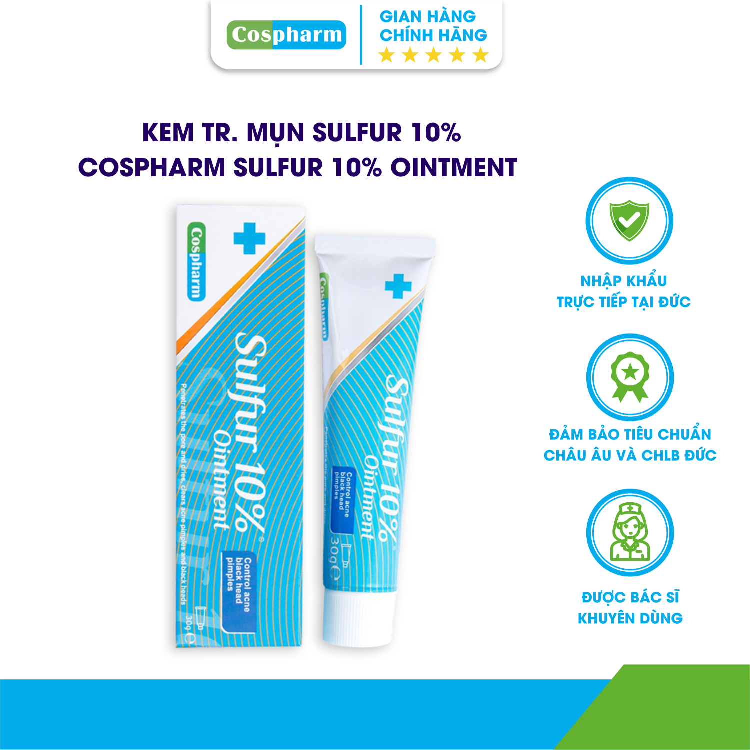 Kem Cho Người Bị Mụn Sulfur 10% Ointment Made In Germany - Tuýp 30gr