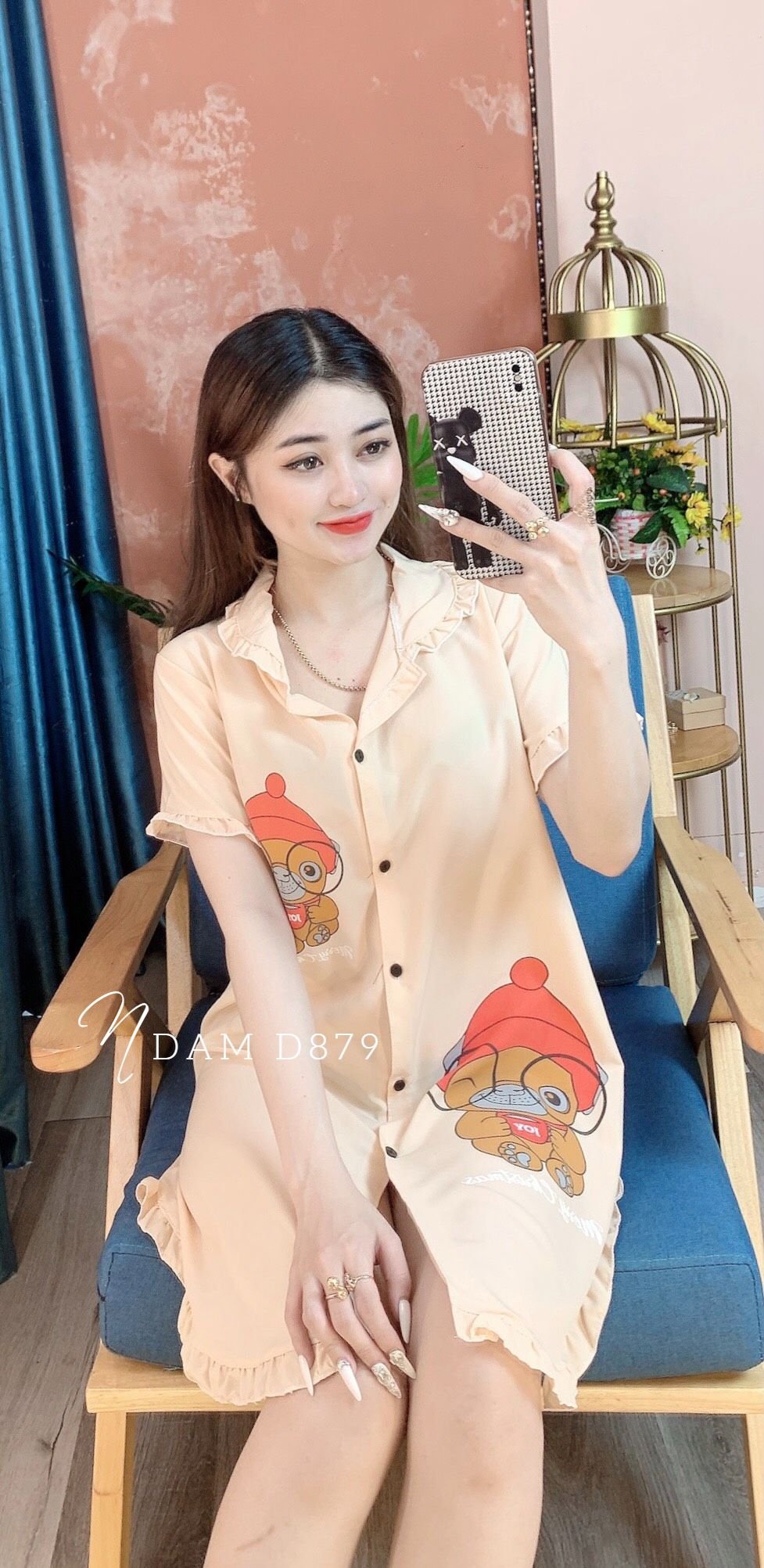 Đầm ngủ nữ dễ thương, phom 55kg, chất kate mềm mịn, in hình hoạt hình dễ thương 🛑 Ảnh thật 🛑 Đầm mặc nhà 🛑 Đầm hoạt hình 🛑 Đầm ngủ 🛑 Đầm ngủ dễ thương 🛑 D851