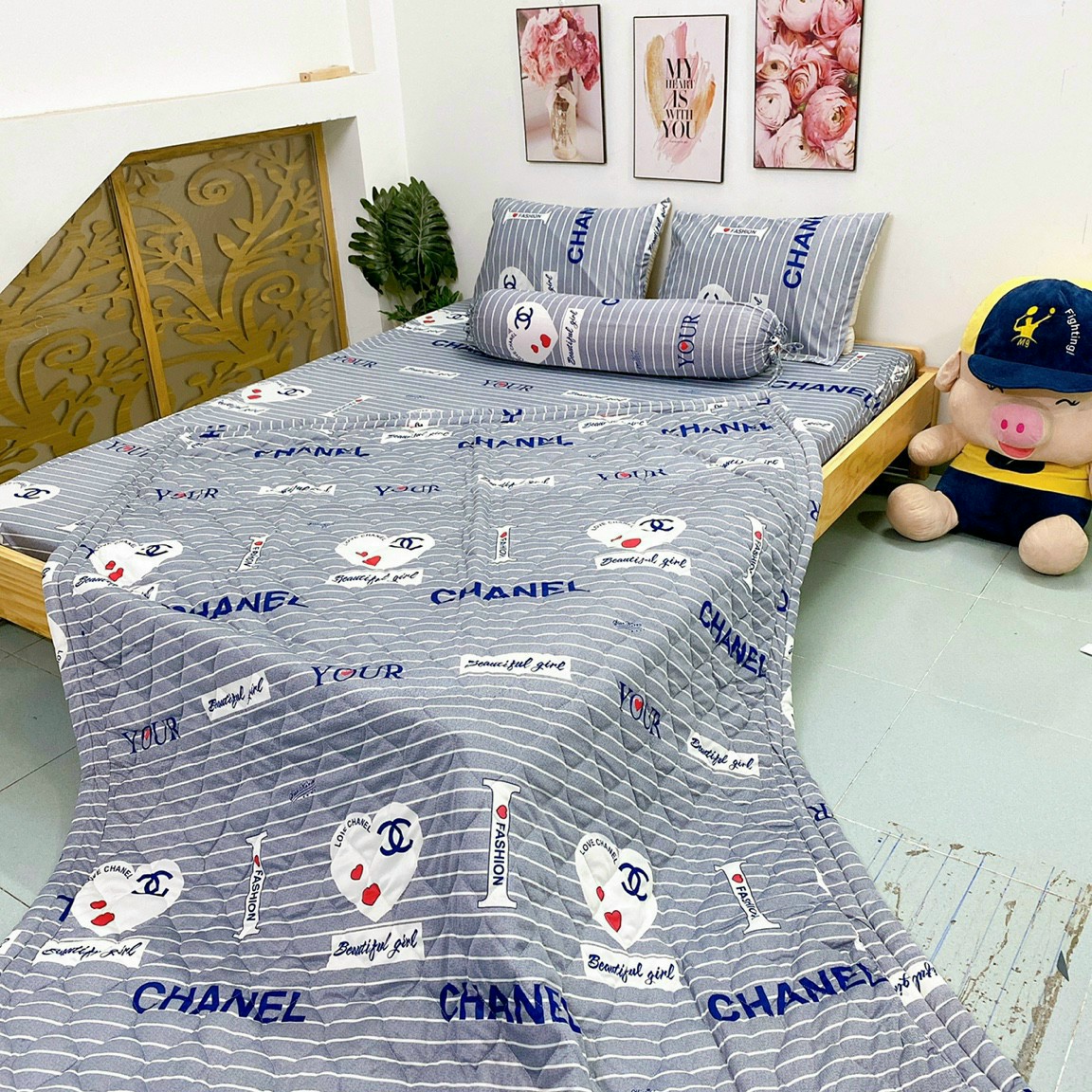GA THUN HÀN QUỐC BỘ 5 MÓN (GA + 2 GỐI NẰM + 1 GỐI ÔM + CHĂN)