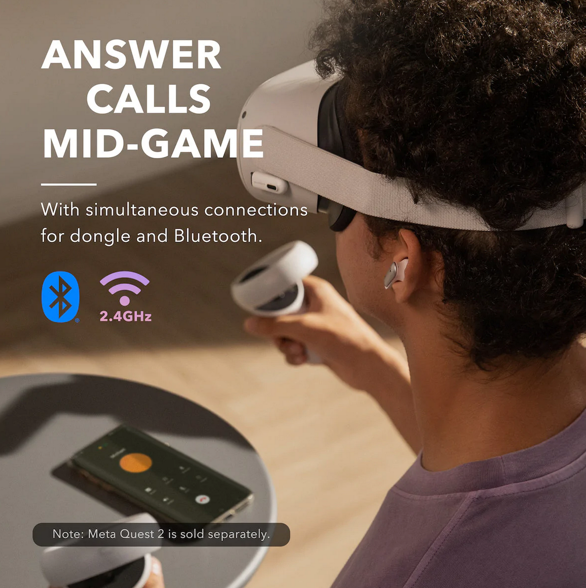 Soundcore VR P10 Wireless Gaming Earbuds, Authorized Meta/Oculus Quest 2 Accessories, <30ms Low Latency, Dual Connection, Bluetooth, 2.4GHz Wireless, USB-C Dongle, PS4, PS5, PC, Switch Compatible