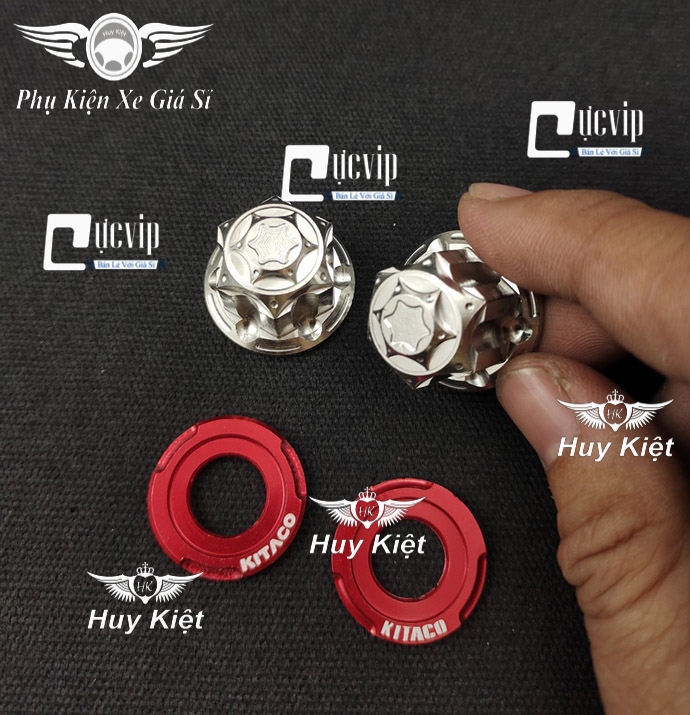 Combo 2 tán salaya inox 304 kèm long đền kitaco gắn cốt bánh xe, cốt phuộc, ốc chân phuộc 10 ly, 12 ly, 14 ly ms5679