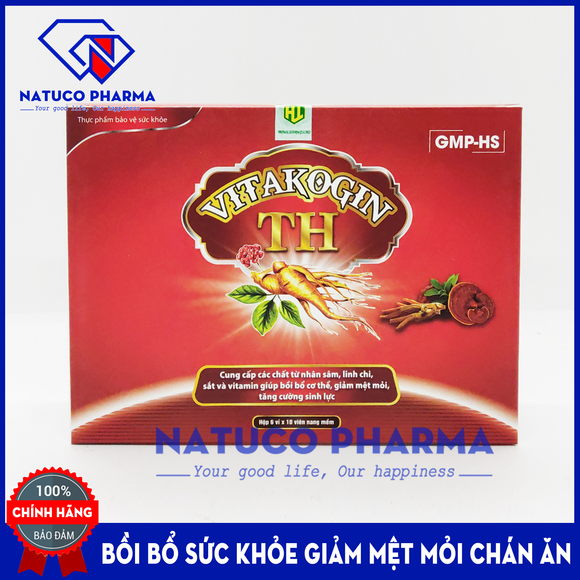 Viên uống bồi bổ VITAKOGIN TH date 14/5/2023 - thành phần nhân sâm, linh chi giúp bồi bổ cơ thể, giảm mệt mỏi, tăng cường sinh lực - Hộp 60 viên
