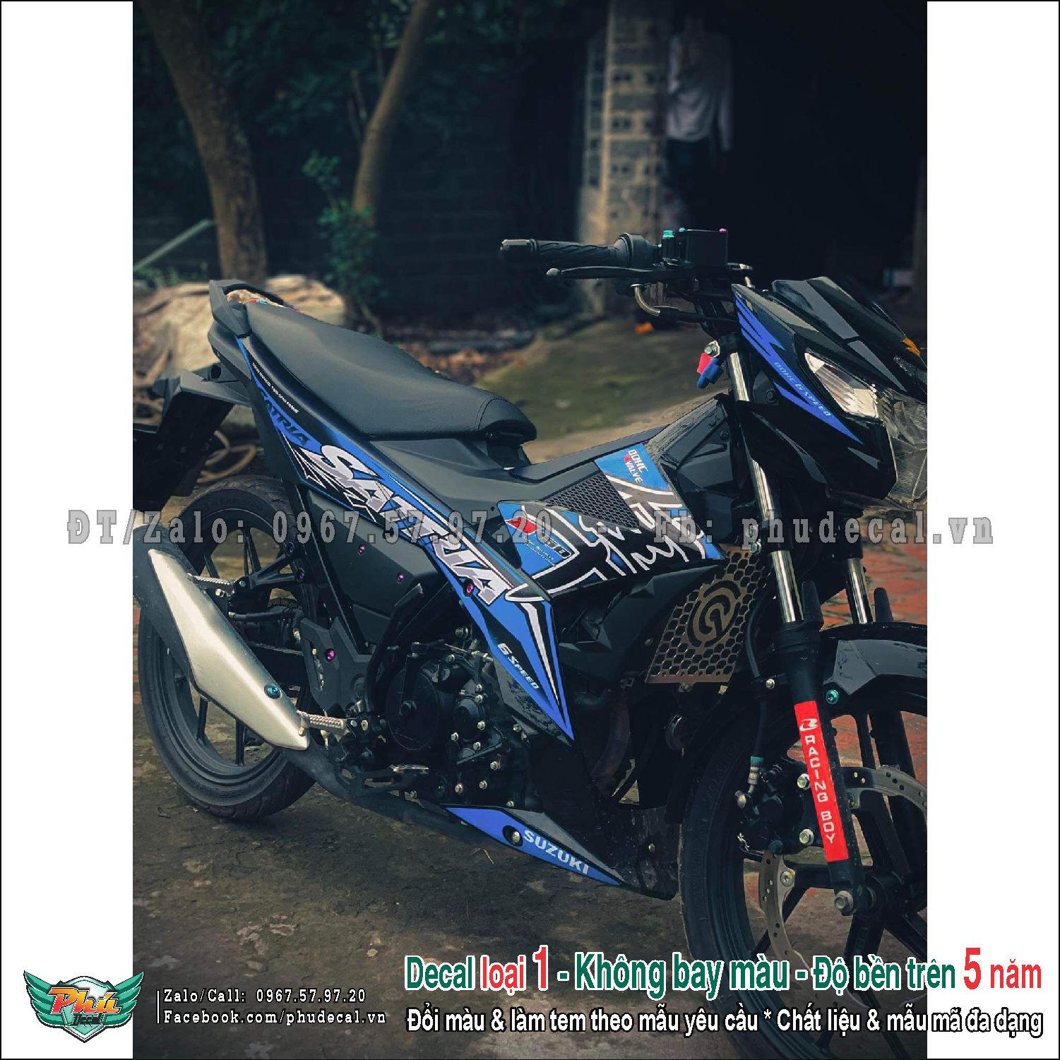 Tem rời satria hayabusa xanh đen xám