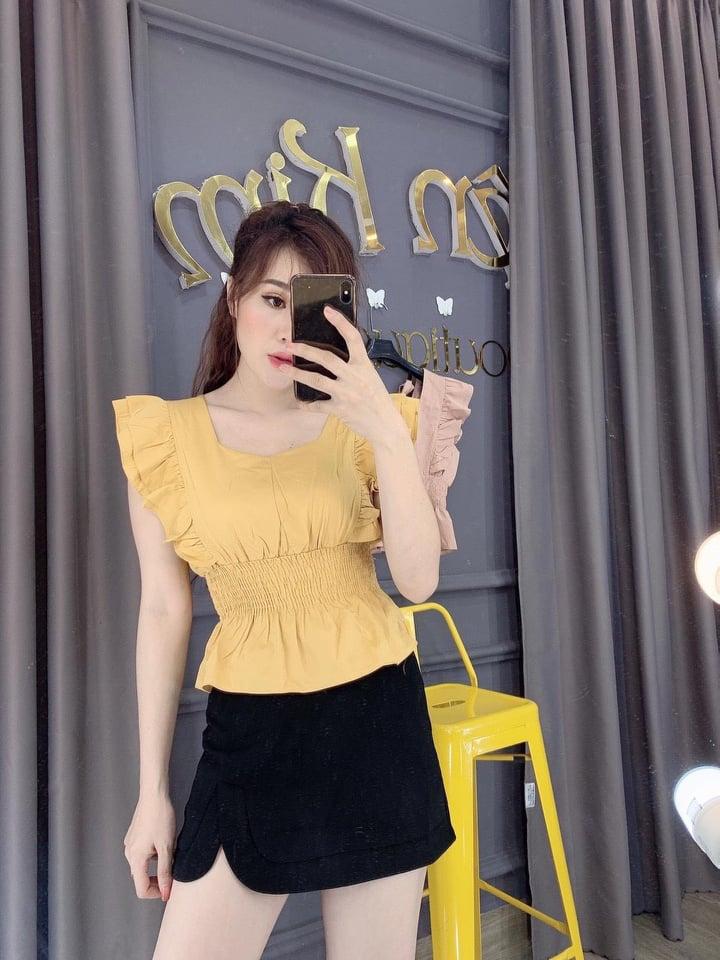 Áo tay bèo thắt nơ lưng nhún bo eo cực chất TTKX0257