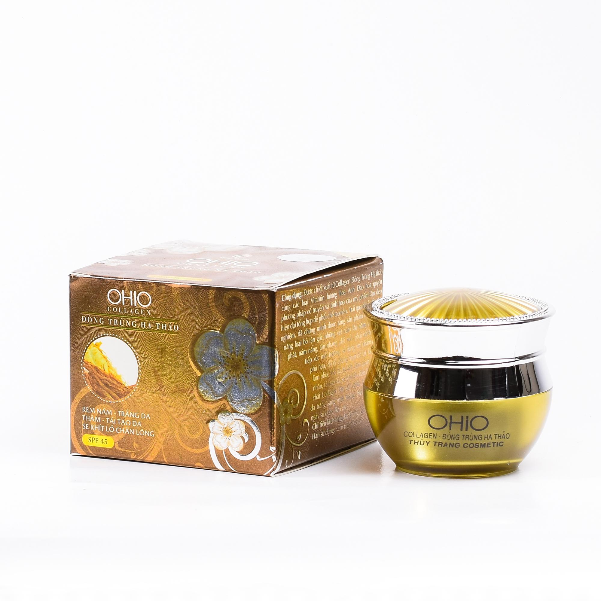 Kem Nám - Trắng Da - Thâm - Tái Tạo - Se Khít Lỗ Chân Lông OHIO Collagen - Đông Trùng Hạ Thảo (20g)