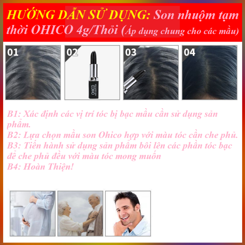 Thỏi Son Phủ Bạc Màu Đen (Black) Tạm Thời 4g/Thỏi OHICO