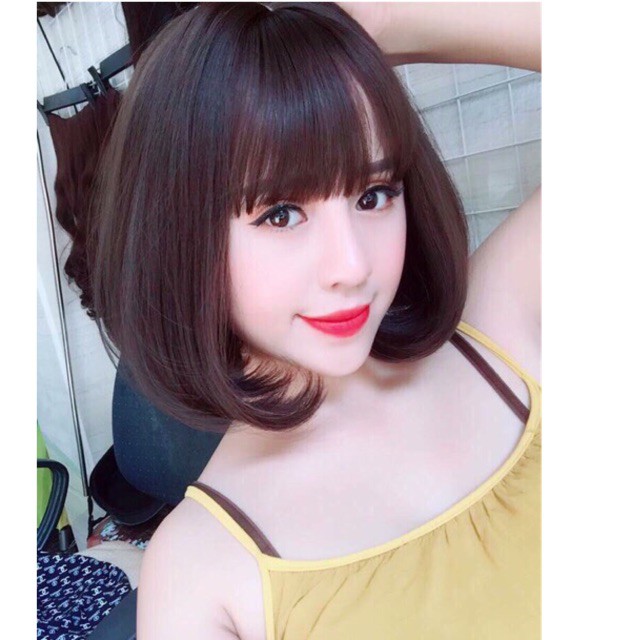 tóc giả nữ nguyên đầu ngắn từ 150k/ Tóc giả nguyên đầu cúp ngang vai- tơ cao cấp- tặng kèm lưới