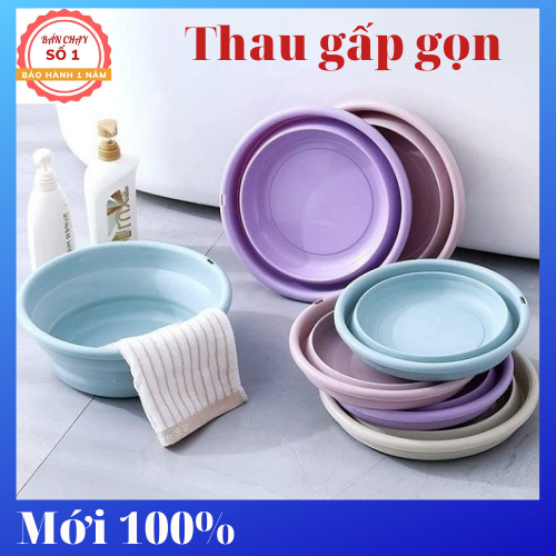 Thau nhựa gấp gọn, thau tiết kiệm diện tích an toàn cho sức khỏe, thích hợp khi đi du lịch, dã ngoại, dùng trong bệnh viện, trường học, công sở...12X35CM