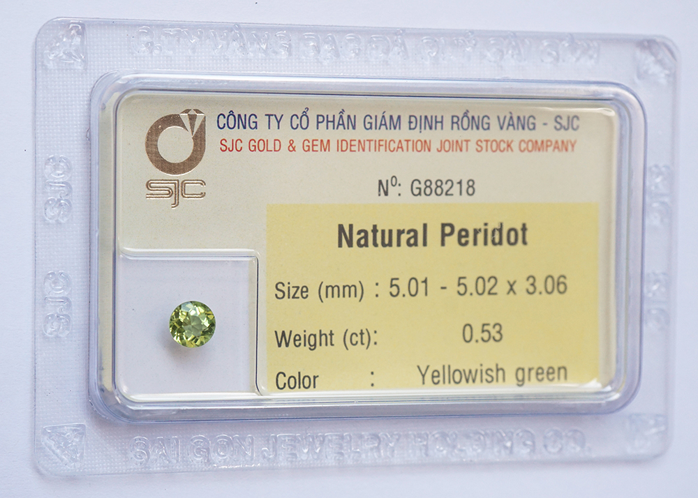 Mặt Đá Quý Peridot Ngọc Olivin Tự Nhiên Kiểm Định Mài Giác Tròn