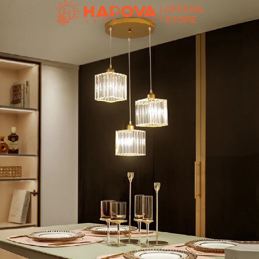 Đèn thả trần trang trí HAPOVA TISER bộ 3 pha lê 9575/3