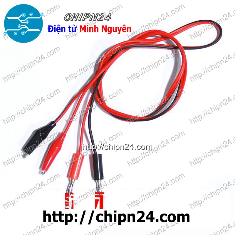 Dây đầu jack chuối 910 và kẹp cá sấu 2 dây 1 mét