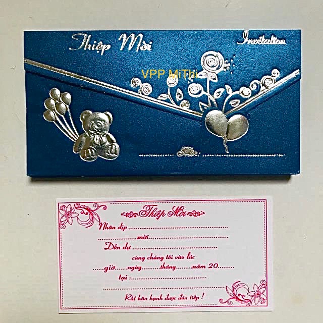 10 THIỆP MỜI SINH NHẬT/ ĐẦY THÁNG/ THÔI NÔI MÀU XANH DƯƠNG SANG TRỌNG