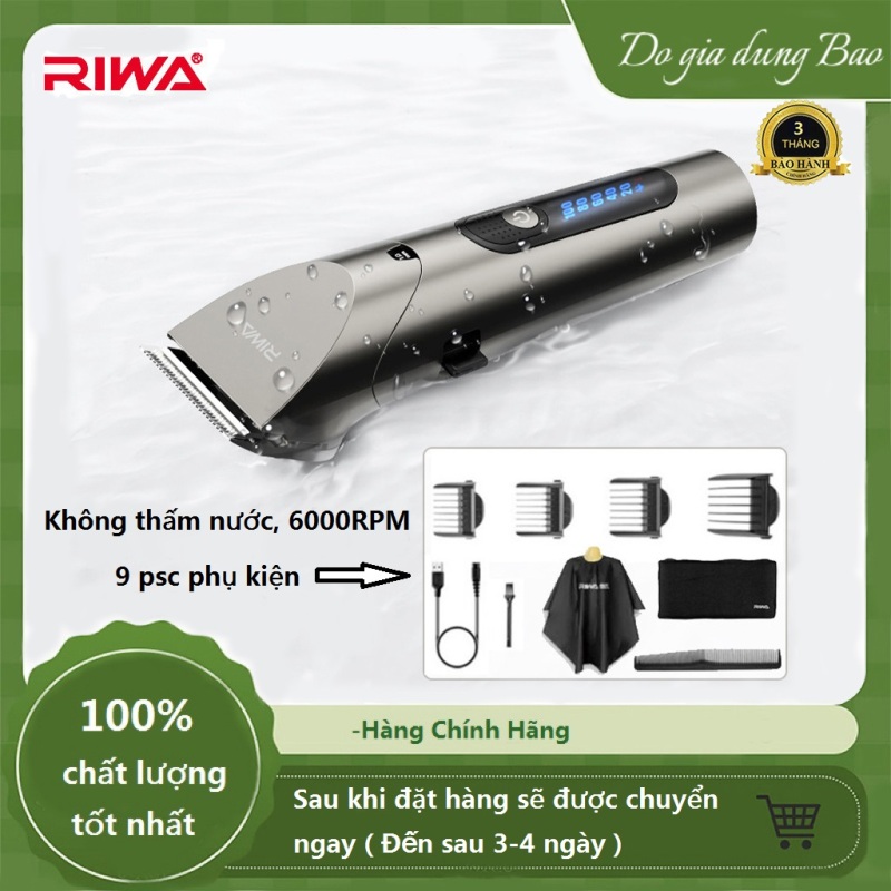 RIWA RE-6305 Tông đơ cắt tóc chuyên nghiệp có thể sạc lại được RIWA RE-6305 với đầu cắt bằng thép carbon -Bảo hành 3 tháng nhập khẩu