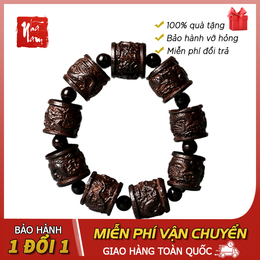 Vòng tay phong thủy rồng, phật thích ca, hoa sen, hạt óc chó, vòng tay hạt gỗ - Phong Thủy Nhã Nam