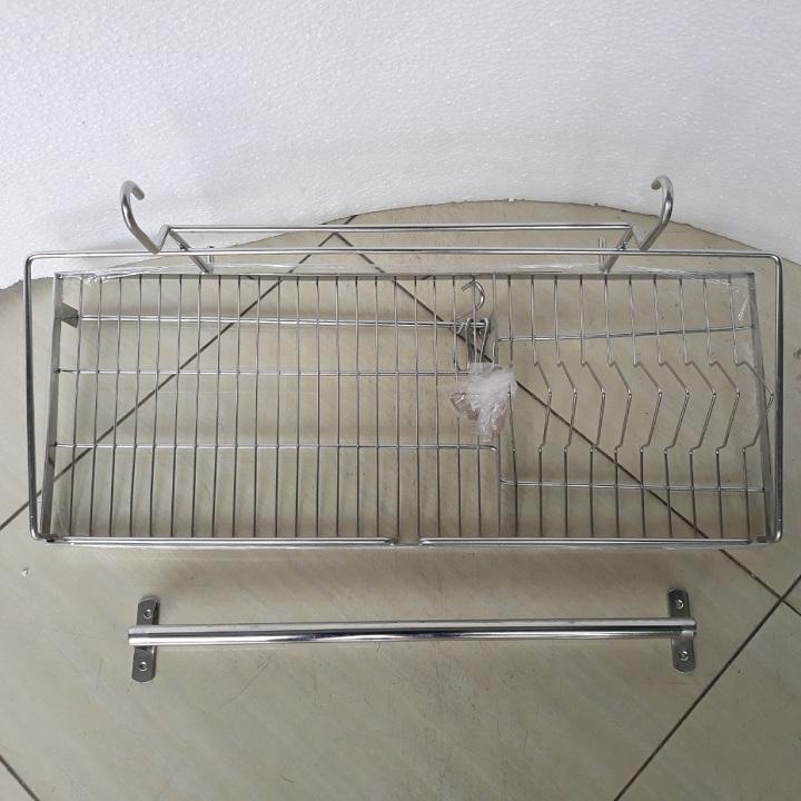 Kệ úp chén 1 tầng inox 304 - thanh treo móc - trla1t36ldi3