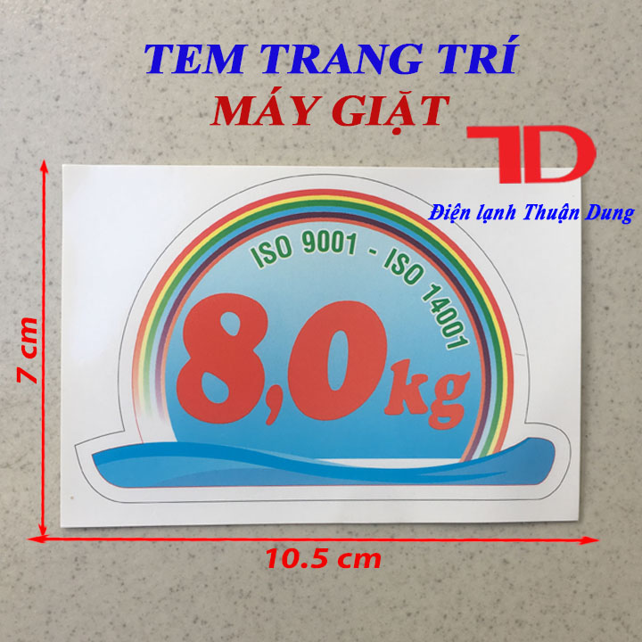 Tem dán trang trí máy giặt loại 8KG