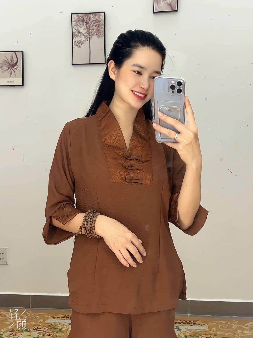 Đồ Lam Đi Chùa _ Mẫu Chữ Y 3 nút ( Chất Vãi Đũi )