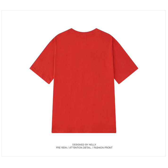 Áo phông Nelly Heybig tay ngắn basic trơn màu đỏ chất cotton 100%