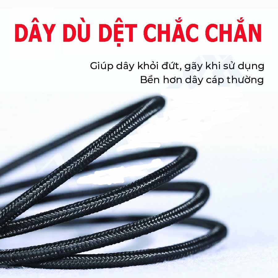 Dây cáp sạc đa năng  | Dây dù , Dài 1.2M | 3 đầu Micro USB / Type C / Lightning