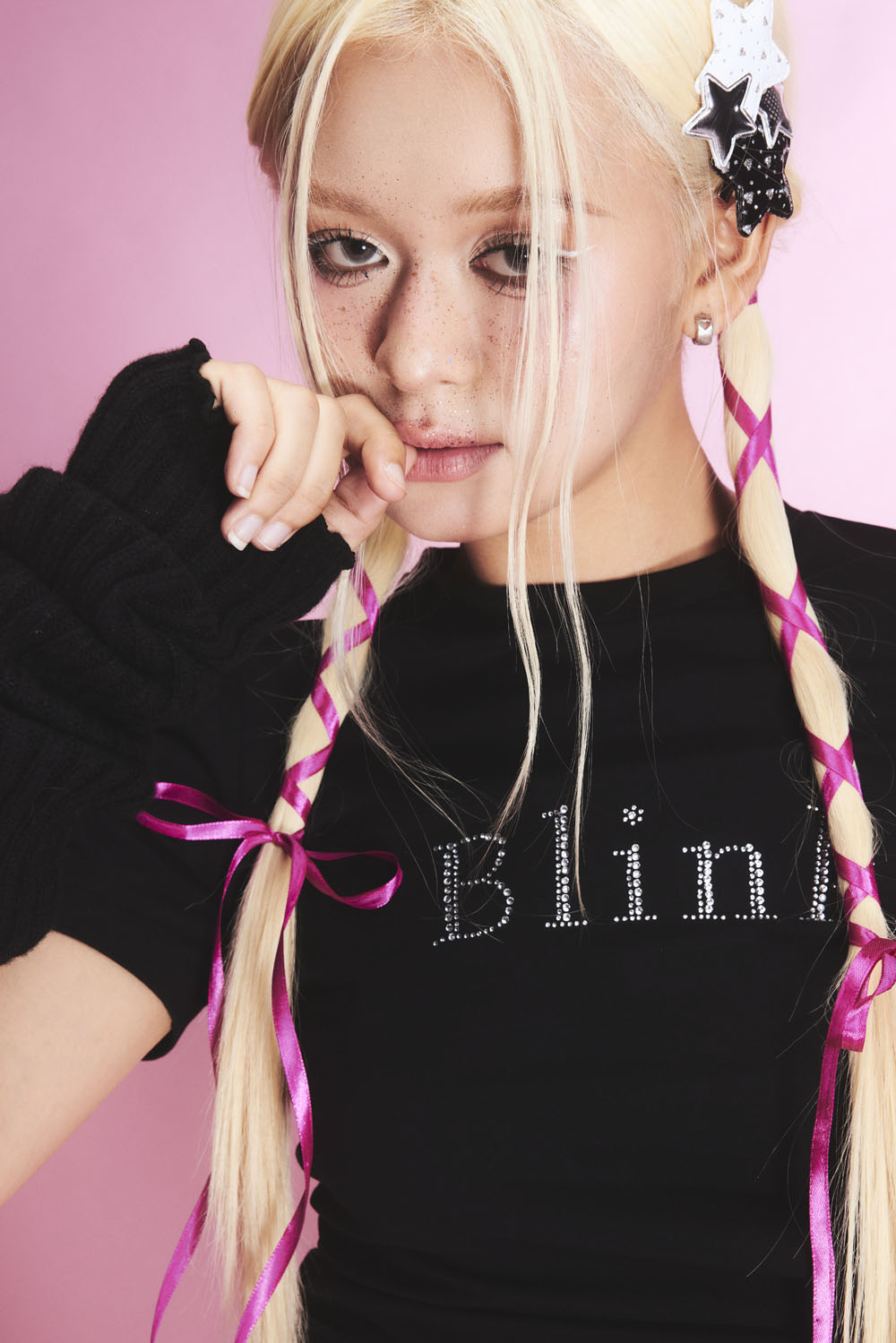 Dottie - áo thun đính đá blink - đen - t0789