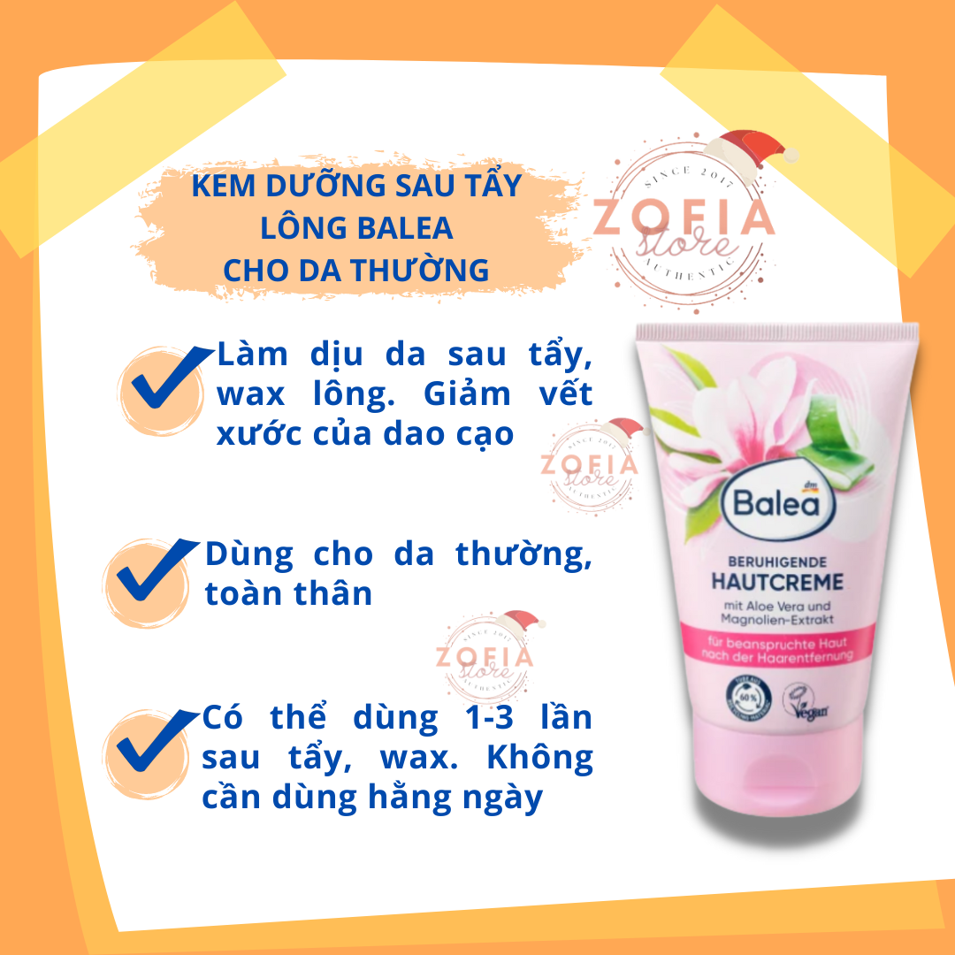 [Che tên] Kem dưỡng sau tẩy lông Balea