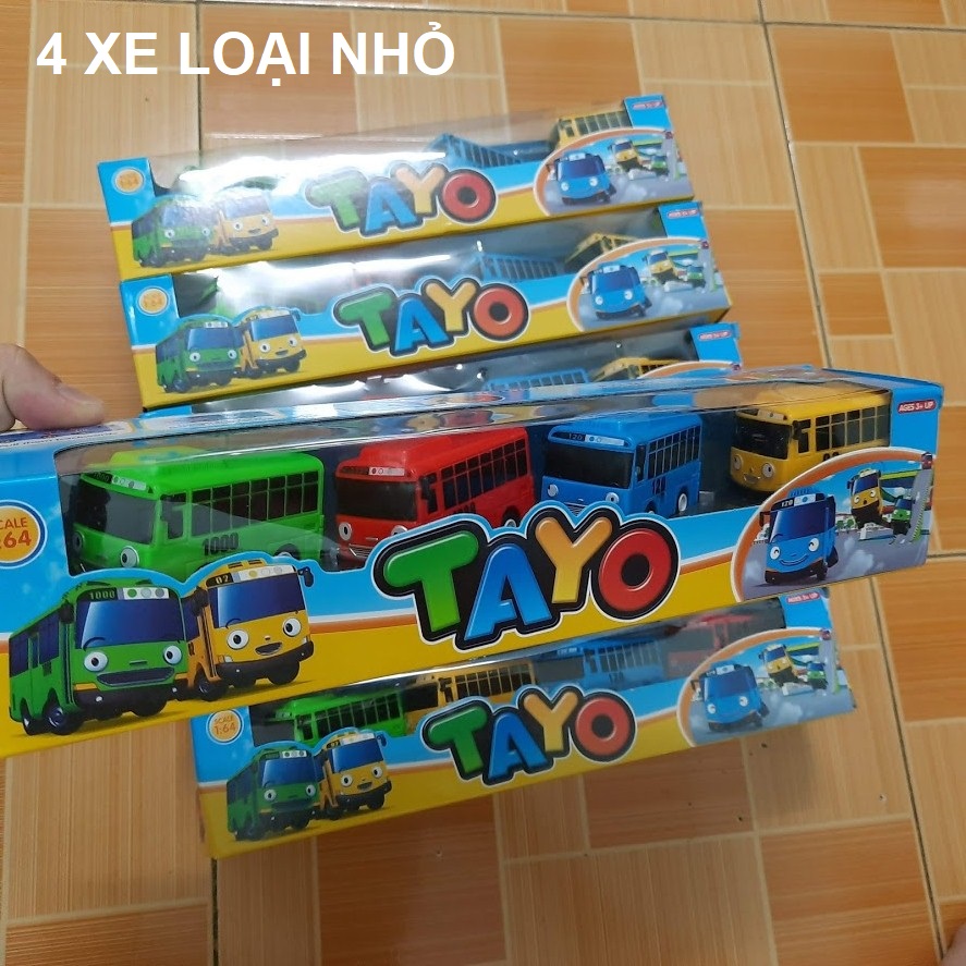 Tayo bus Xe ô tô đồ chơi trẻ em bộ 4 chiếc 4 màu xe chạy cót (TAYO, NANI, GANI)