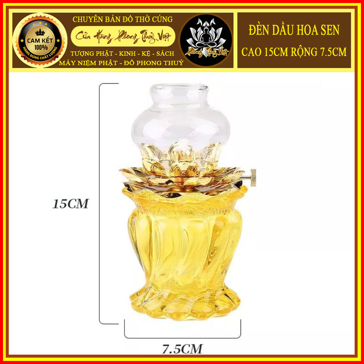 Đèn dầu thuỷ tinh cao cấp - đèn dầu hoa sen - Đèn sợi đốt