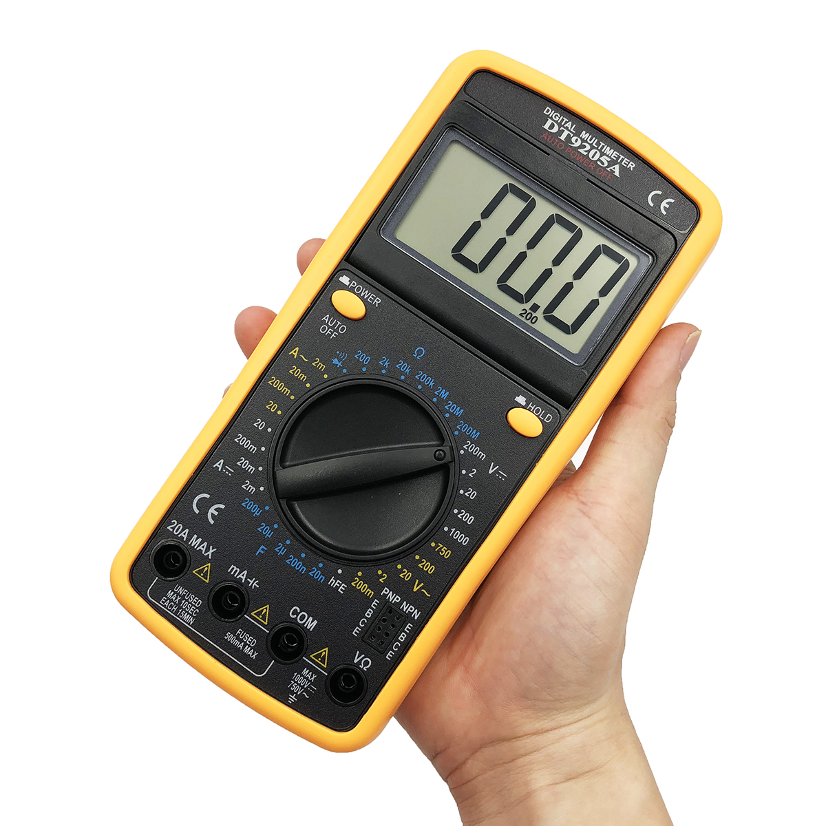 Đồng hồ vạn năng điện tử màn hình LCD Digtital DT-9205A chính hãng, chuyên đo điện trở dòng điện một chiều xoay chiều