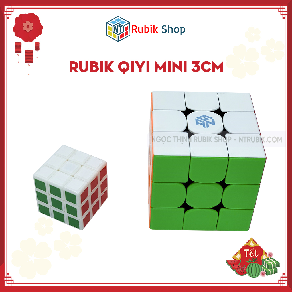 [Hoàn tiền 10%][Rubik 3x3x3] Rubik 3x3x3 QiYi mini 3cm Stickerless không viền