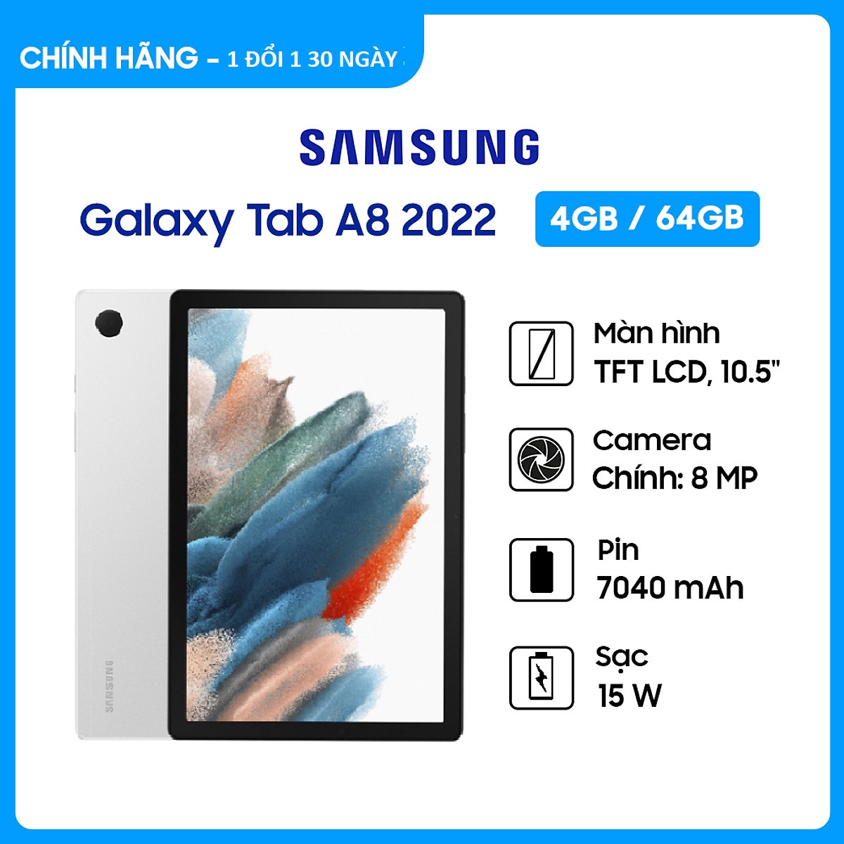 Máy Tính Bảng Samsung Galaxy Tab A8 2022 chính hãng 10.5'' 4/64/128GB lắp sim nghe gọi , thiết bị giải trí xem phim chơi game || Playmobile