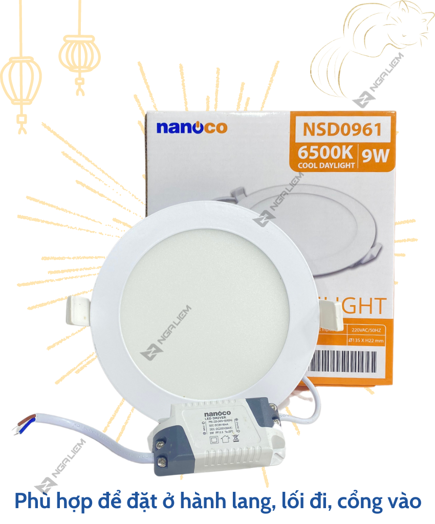 Đèn Led Slim Downlight – IP20 9W/120V Nanoco