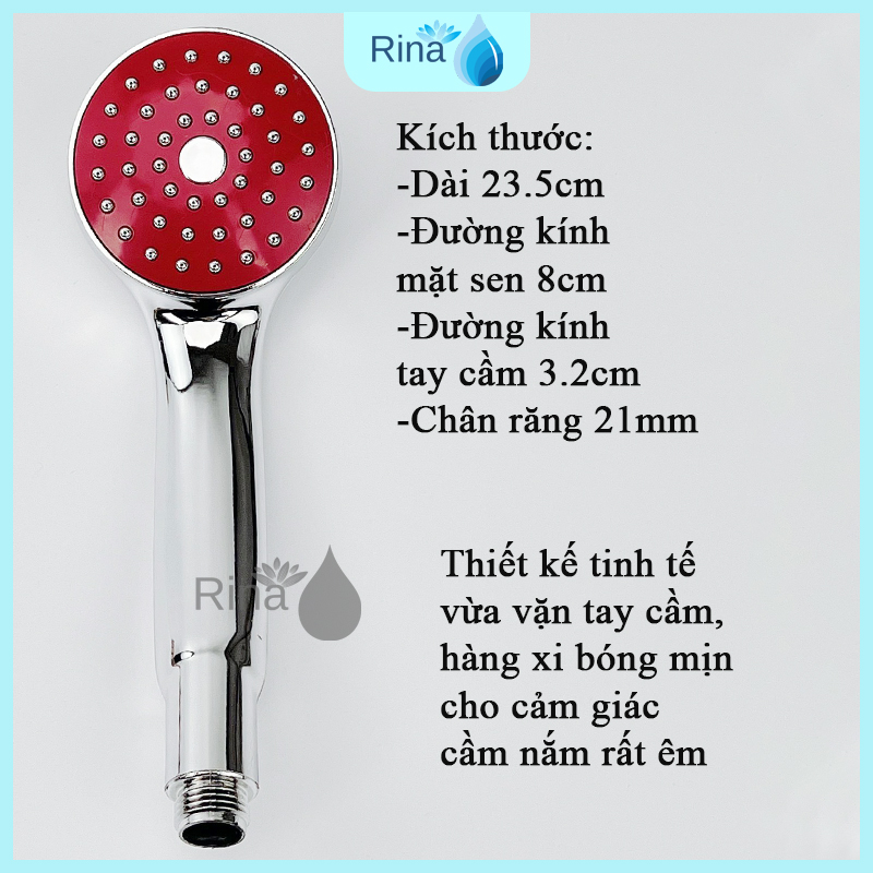 Đầu sen tắm xi mặt đỏ rina rn211 - đầu sen tắm - bông sen tắm