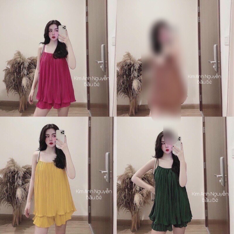 SET BỘ LỤA MANGO DẬP LY HAI DÂY MẶC Ở NHÀ
