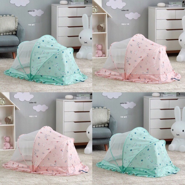 Mùng chụp gấp gọn cho bé thông mình, xếp gọn có mái che ngủ ngon