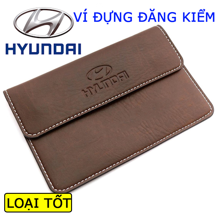 Ví da đăng kiểm đựng giấy tờ ô tô cao cấp Logo Hyundai