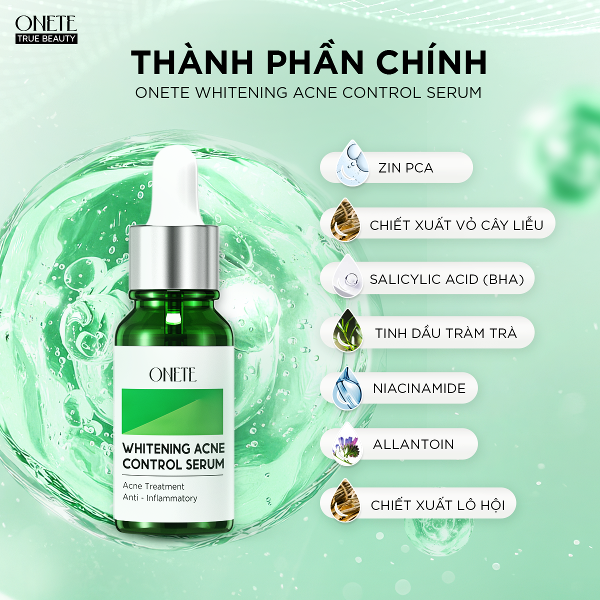 Serum giảm mụn mờ thâm Onete Whitening Acne Control