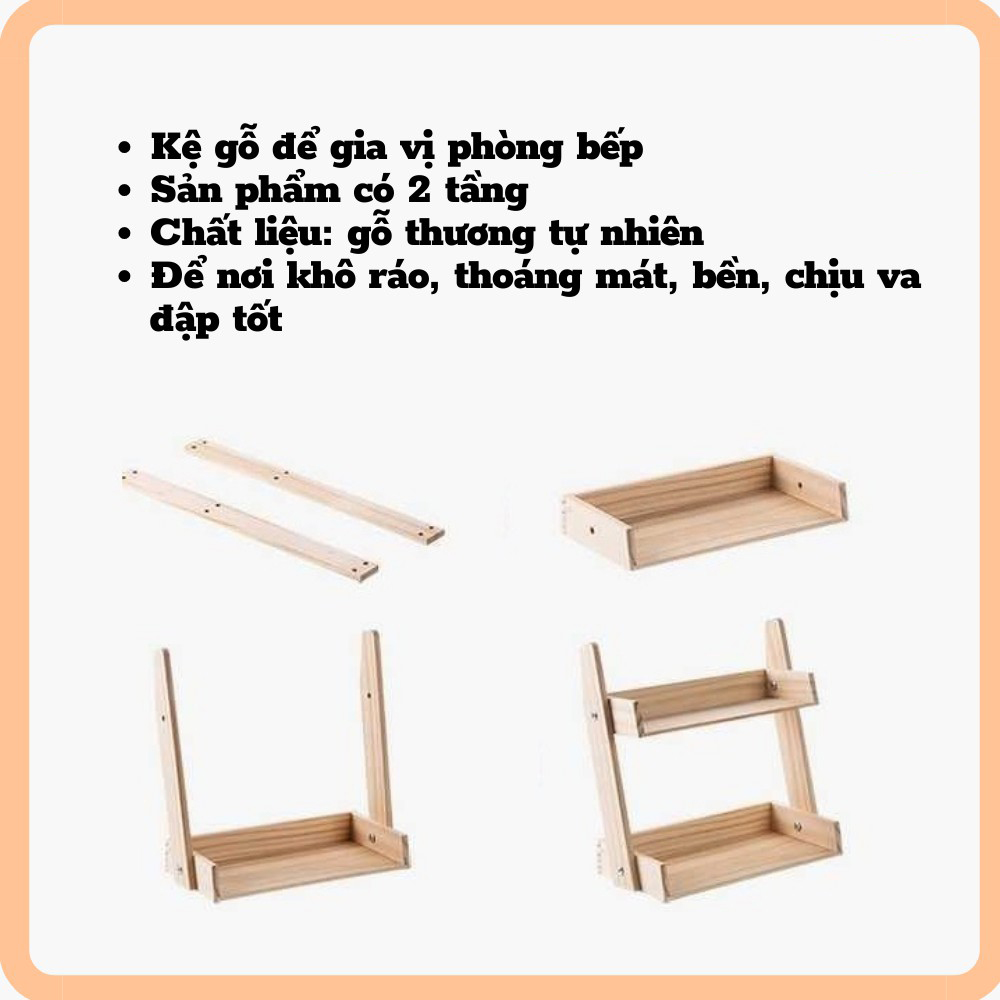Kệ Gia Vị Gỗ Thông Mộc Family