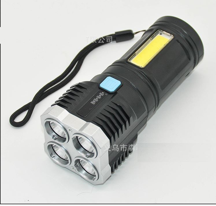 Đèn Pin Siêu Sáng 4 Led 4 Chế Độ Chiếu Sáng cổng sạc pin USB