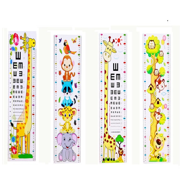 Decal dán tường thước đo chiều cao và kiểm tra thị lực cho bé qt862