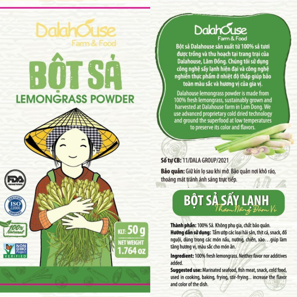 Bột sả Dalahouse  50gr - Bột sả hữu cơ sấy lạnh nghiện mịn tiện lợi, thơm nồng, đậm vị