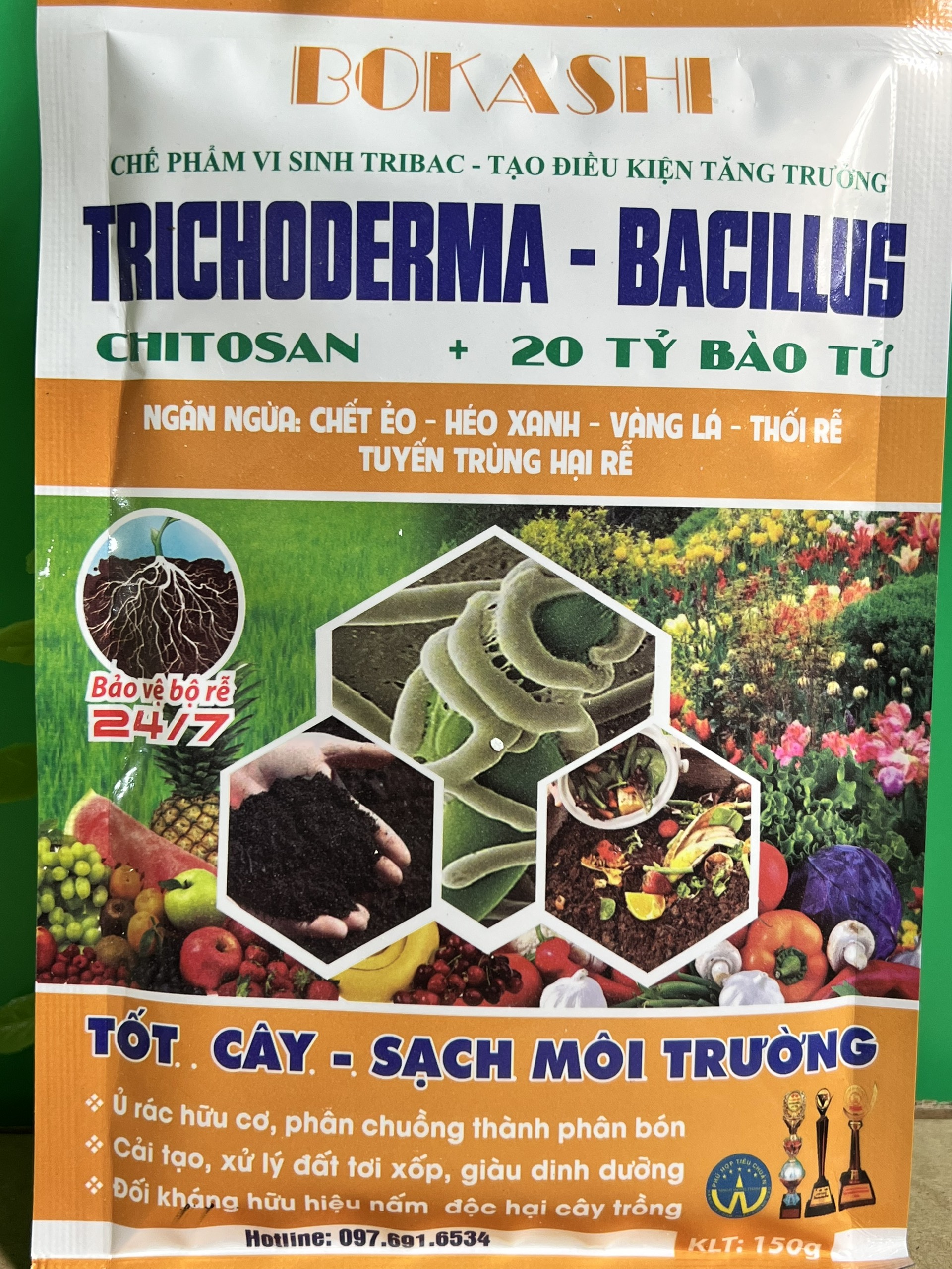 Nấm Trichoderma Bacillus dạng bột, nước, nấm đối kháng Tricoderma dùng ủ phân bón, rác thải nhà bếp
