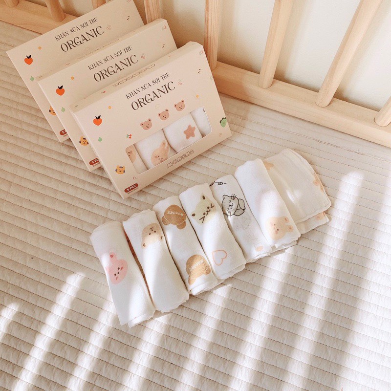 Set 5 khăn sữa Sợi tre cho bé 30x30cm Monona