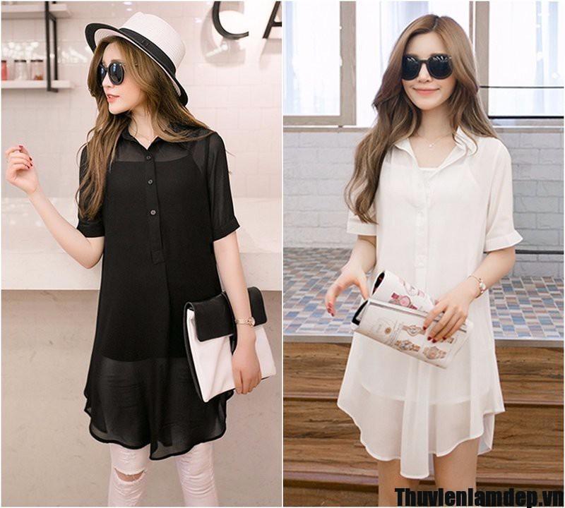 Áo Sơ Mi Dạo Phố Kèm Áo Lót 2 Dây