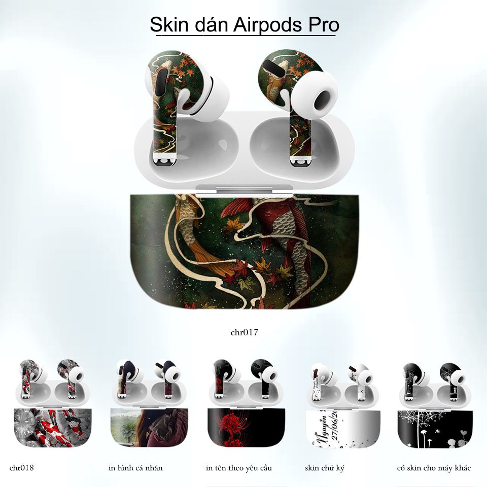 Decal Skin dán AirPods Pro mẫu Cá chép koi