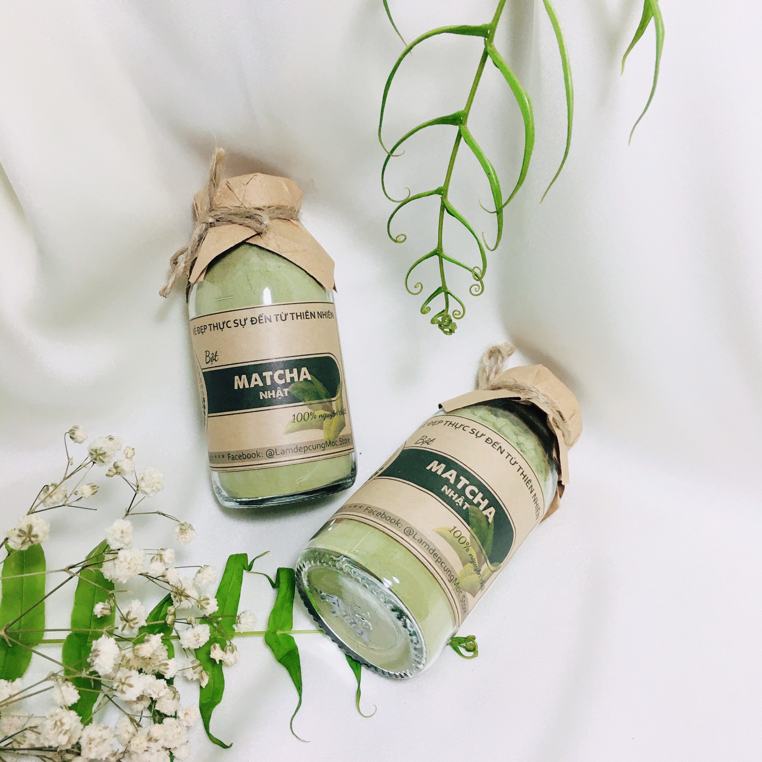 Bột mặt nạ Trà Xanh Matcha MỘC dưỡng da ngăn ngừa mụn mụn giảm thâm nám nguyên chất từ thiên nhiên túi dùng thử 10g, 30g và 100ml handmade