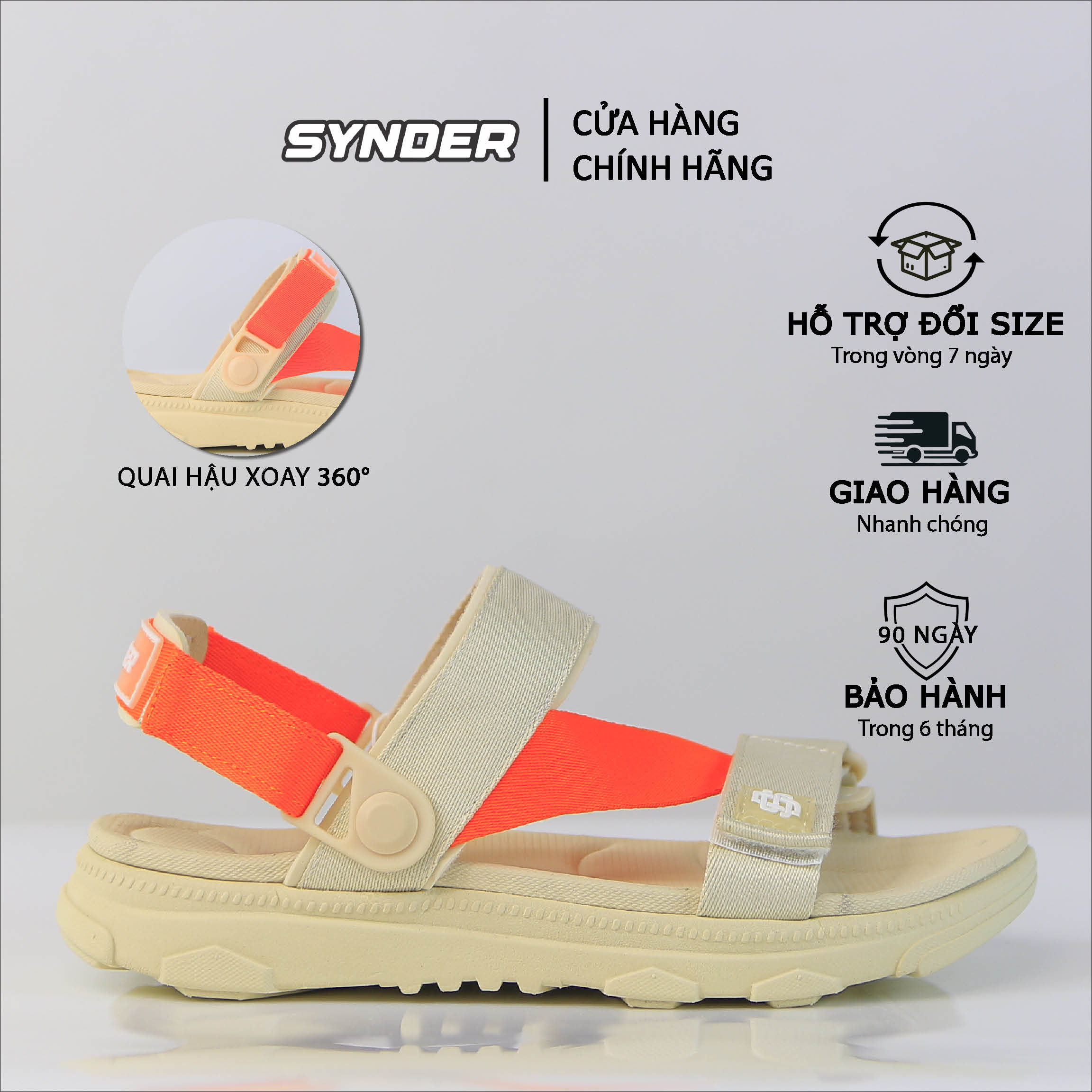 Giày Sandal SYNDER SD2 Màu Be Cam [ kèm hộp + vớ ]