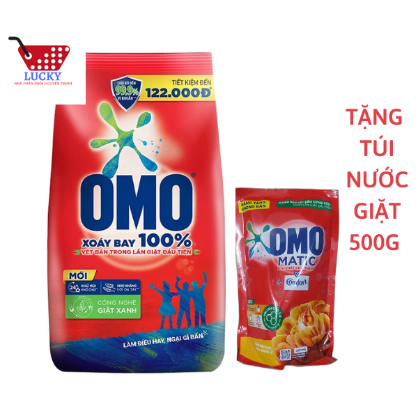 [Tặng túi 500g] Bột giặt OMO 5,7kg -Hệ bọt thông minh, công nghệ xanh tặng thêm túi nước giặt