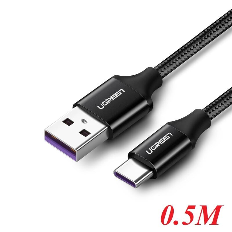 Ugreen 50566 cáp dữ liệu usb type-c sang usb 2.0 - 5a,truyền dữ liệu từ máy tính ra điện thoại dài 0.5m us279